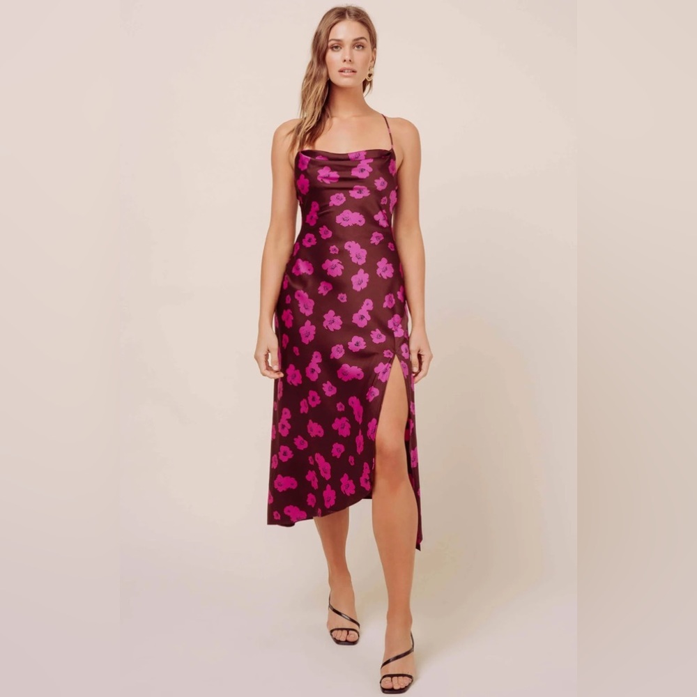 NWT ASTR / Nordstrom Magenta Floral MIDI Dress XS